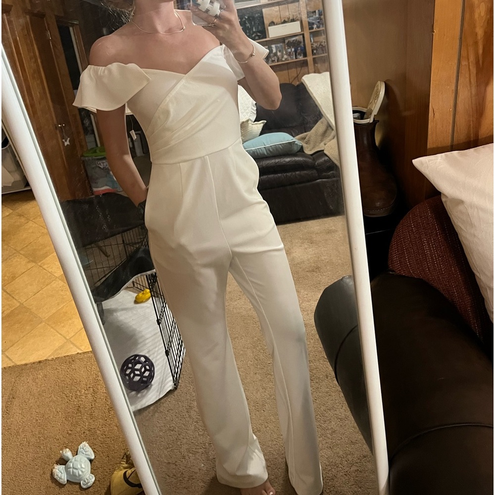 Nordstrom white off the shoulder jumpsuit